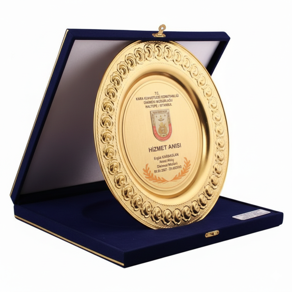 Metal Tabak Plaket Altın